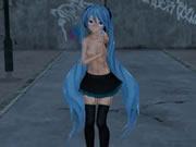 MMD Mavi Saç Fıstık Pierced Meme Uçları Seks Oyuncakları